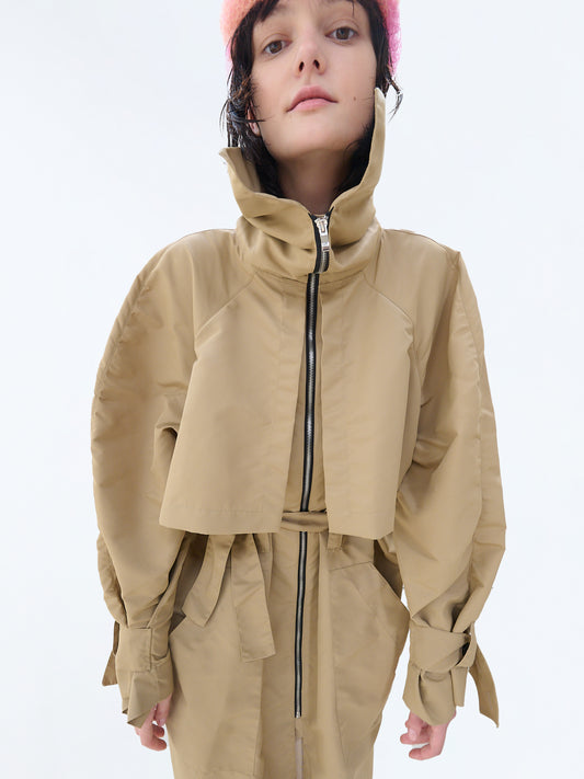 Trench coat with belted waist