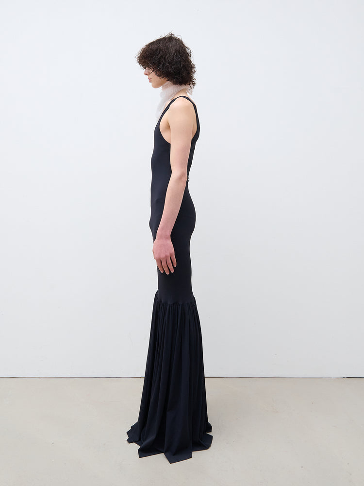 Long tank top dress with ruffle black