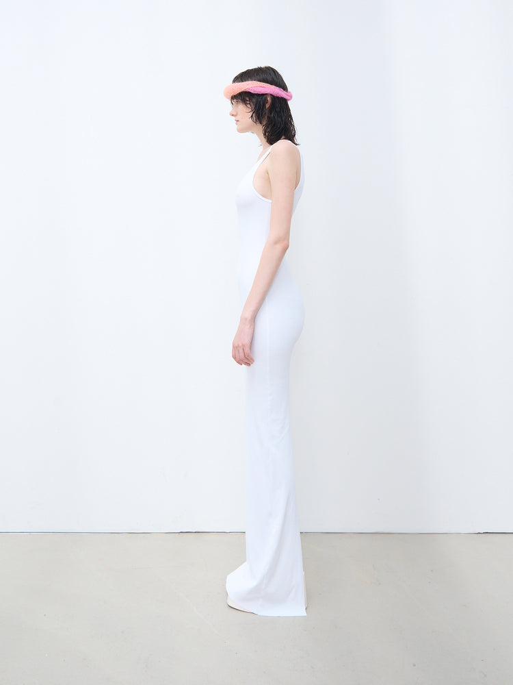 Basic long tank top dress white