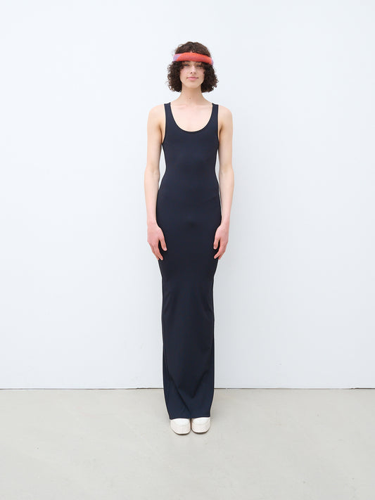 Basic long tank top dress black