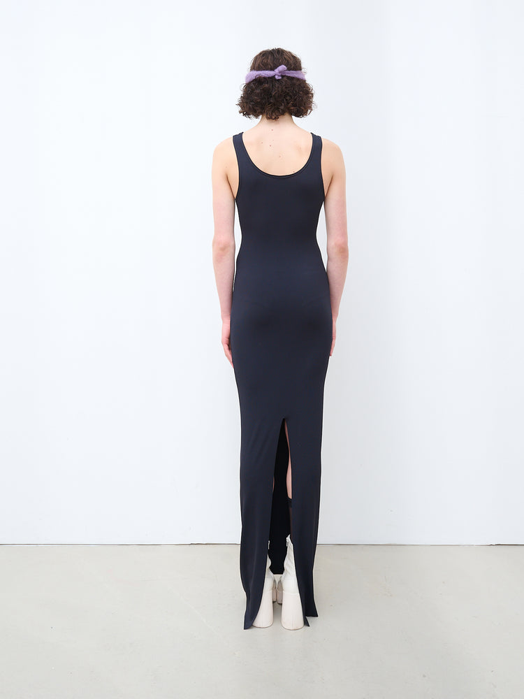 Basic long tank top dress black