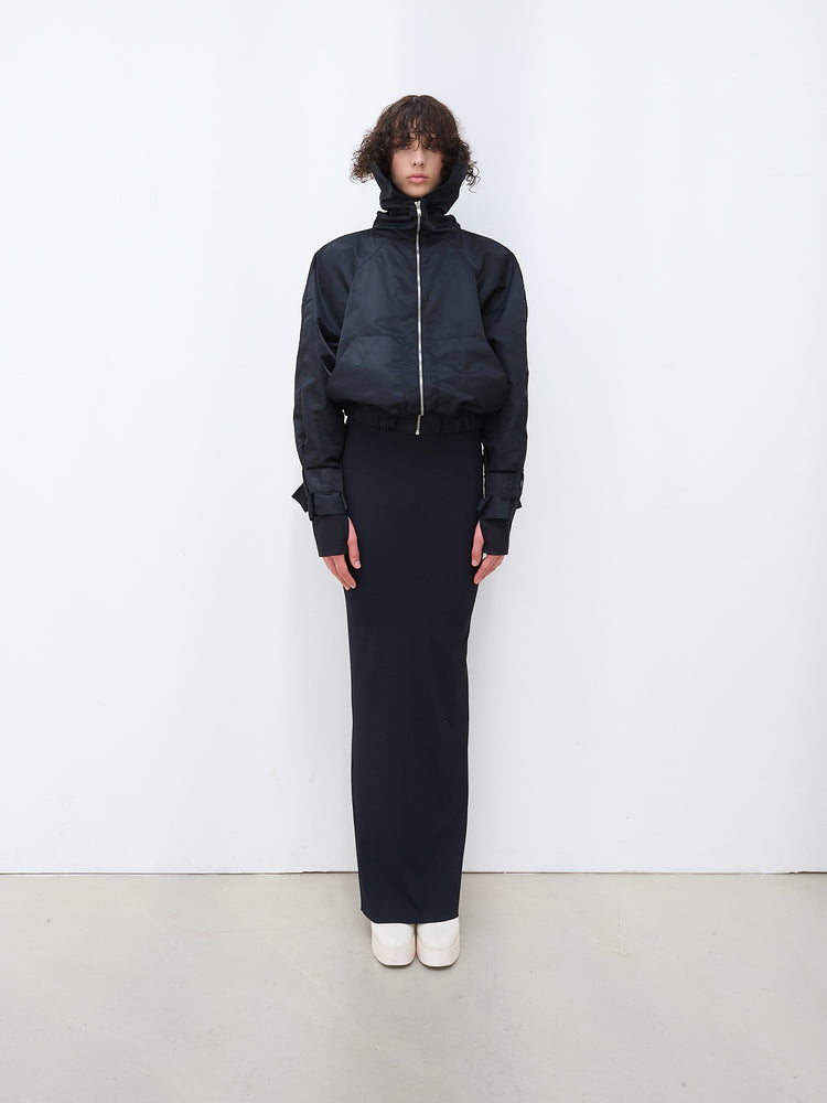 Short bomber with high collar