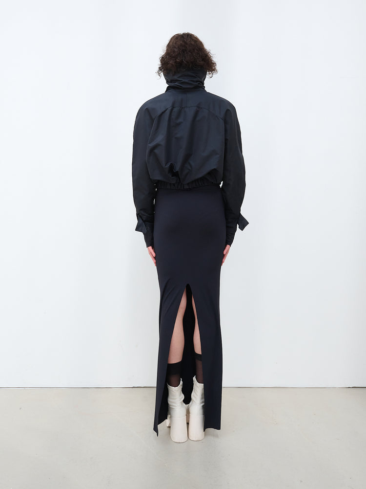 Short bomber with high collar