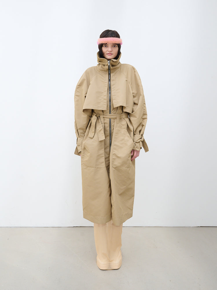 Trench coat with belted waist