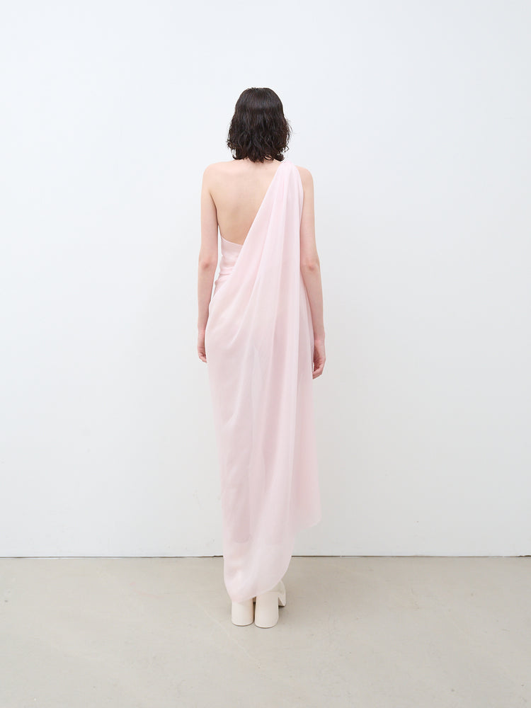 One shoulder chiffon dress