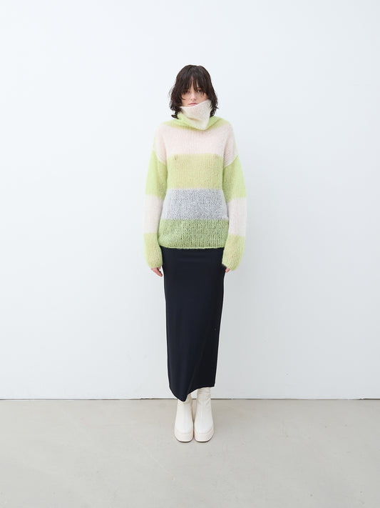 Handmade knitted turtleneck white/green