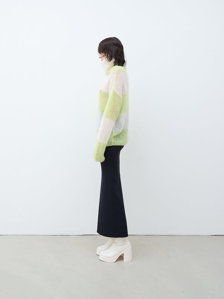 Handmade knitted turtleneck white/green
