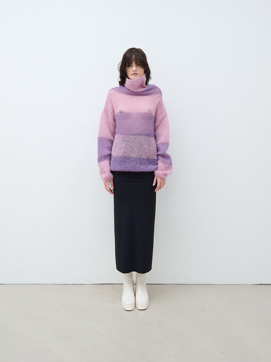Handmade knitted turtleneck pink/purple