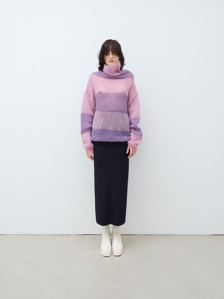 Handmade knitted turtleneck pink/purple