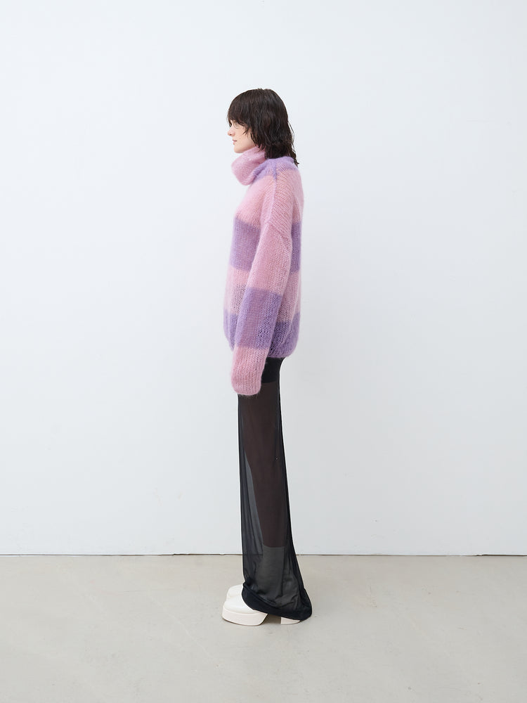 Handmade knitted turtleneck pink/purple