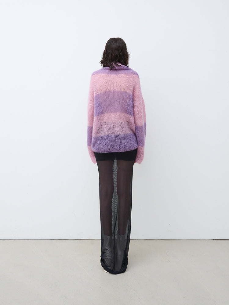 Handmade knitted turtleneck pink/purple